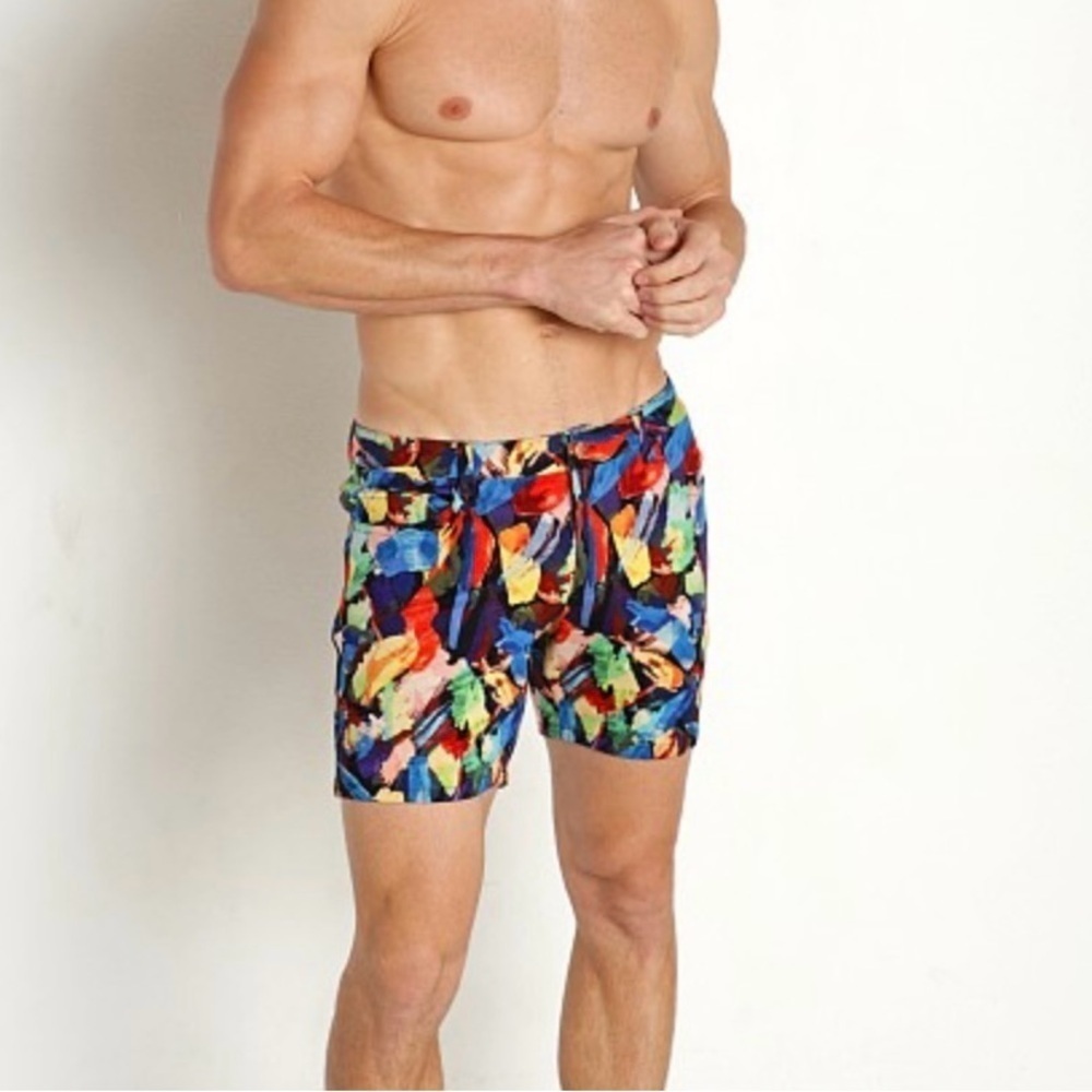 St33le Stretch Knit Jeans Rainbow Shorts Limited Edition 6” Inseam Sz. 34 - Picture 13 of 14